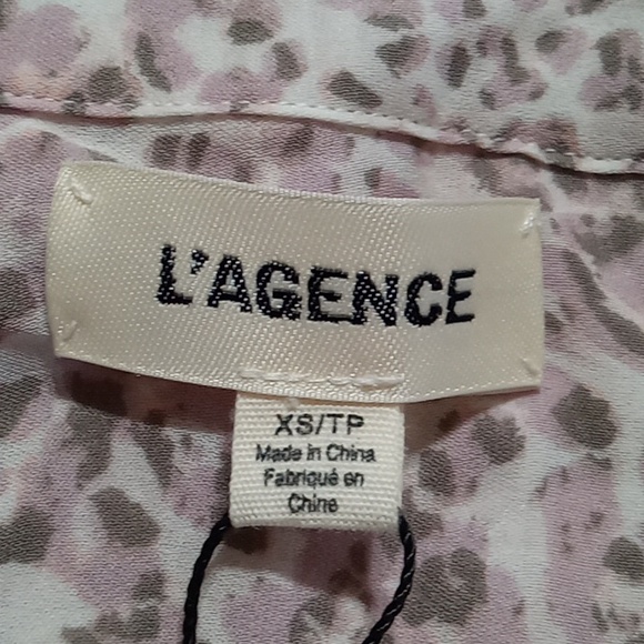 L'AGENCE Womens  Shirt XS SHEER Print  Blouse Extra Small NEW - Picture 4 of 5